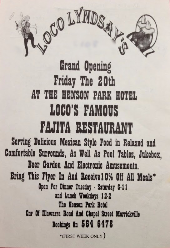 Flyer for the grand opening of Loco Lyndsay's Fajita Restaurant.