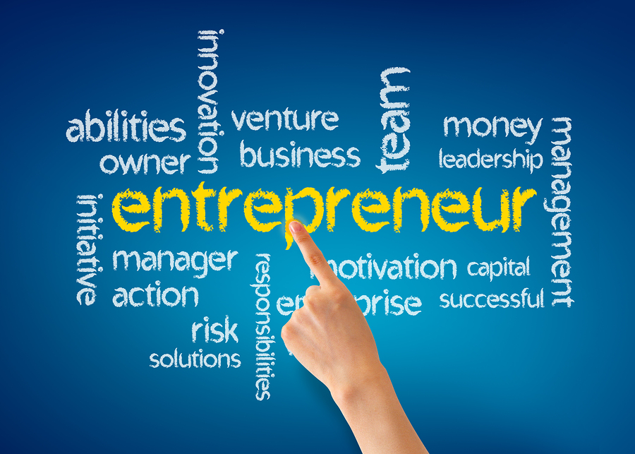 Word cloud around the word "entrepreneur".